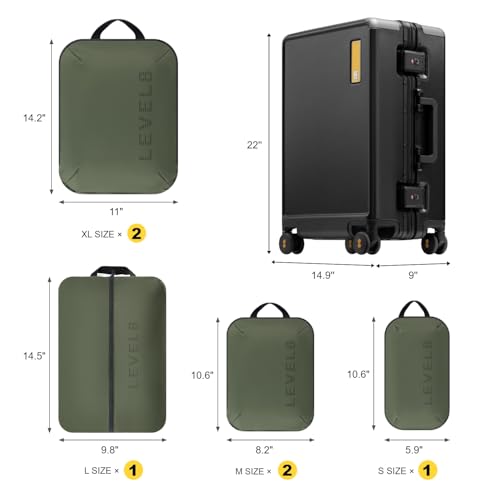 LEVEL8 Zipperless Carry On Suitcase Airline Approved Hard Luggage 20" Black - color: Black, size: Carry-On 20 Inch (With 6PC Organizers)