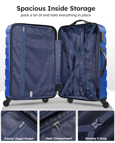 Suitour Luggage Sets 2 piece Carry on and Checked Luggage,Suitcases with Wheels 20/24 inch - color: Bright Blue, size: 2-Piece Set (20/24)