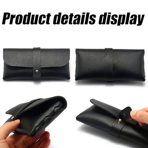 Faux Leather Glasses Pouch, Portable Bag for Sunglasses travel glasses bag - color: Black