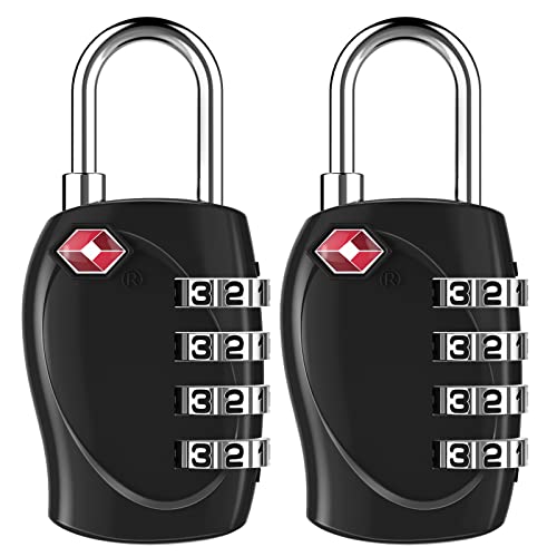 ZHEGE Luggage Locks TSA Approved, Zipper Locks for Suitcase (Black, 2 Pack) - color: Black, 2P