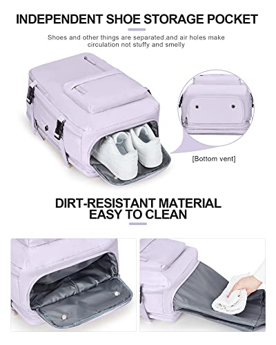 WONHOX Large Travel Laptop Backpack Expandable Flight Approved Backpack Carry on Backpack for Women Men Waterproof 17inch Laptop Daypack Hiking Work Backpack with Shoe Compartment Purple - color: A1-purple