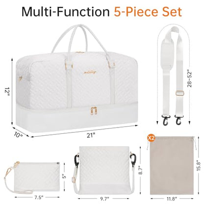 21" Weekender Bag Overnight Bag Travel Duffel Bag for Women - color: Beige, size: Large