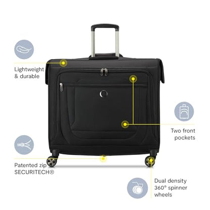 DELSEY PARIS Helium DLX Rolling Garment Bag with Spinner Wheels, Navy Blue - color: Navy Blue