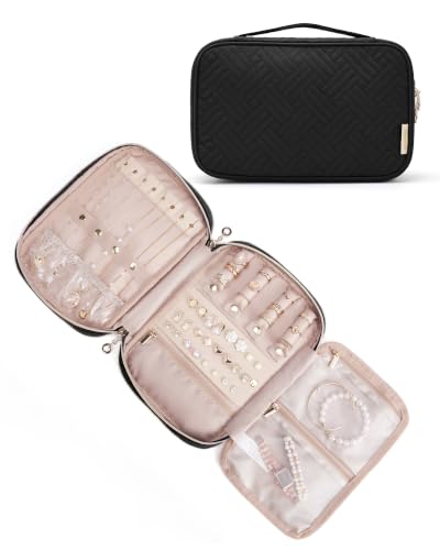 BAGSMART Travel Jewelry Organizer, Tangle-free Necklaces Case,Black - color: Black