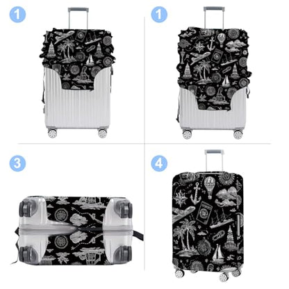 Black Luggage Cover Washable Suitcase Protector Anti-scratch Suitcase cover Fits 24-26 Inch Luggage M - color: Black, size: M(24-26inch suitcase)