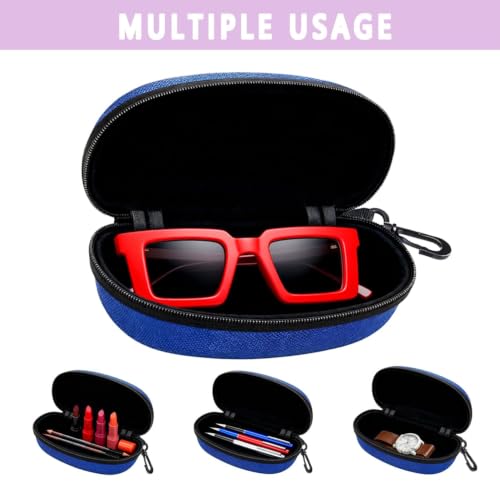 3pcs Sunglasses Case Box, Travel Zipper Hard Shell Eyeglasses Case Scratch Resistant Glasses Hook Glasses Organiser - color: Black Blue Red