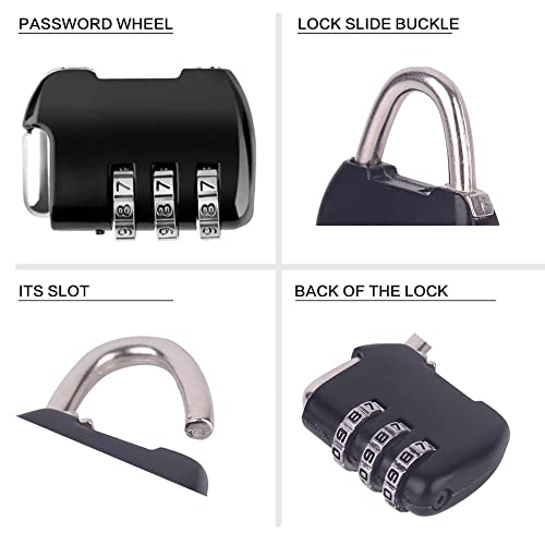 3-Digit Travel Combination Lock of Zinc Alloy,Small Safe Combination Padlock for Suitcase Luggage Briefcases Computer Bag Schoolbags Backpacks Locker Drawer Toolkit Cabinets, Color Locks,6 Pack - size: 6 Pack