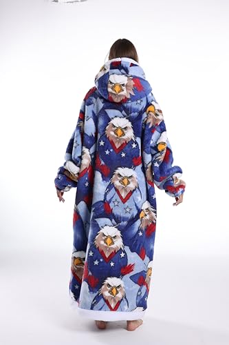 Capecage Long Wearable Blanket Hoodie with Big Pocket,Gift for Women or Men - color: Eagle