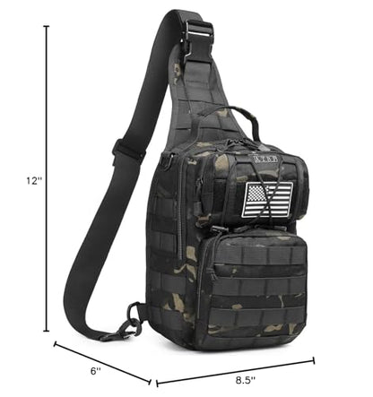 Tactical Sling Crossbody Bag Holster Shoulder Backpack 15L - color: Black Flip