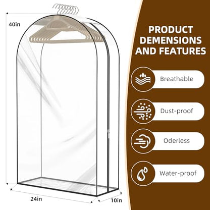 Clear Garment Bags for Hanging Clothes, 4-Pack, 40" - color: Full Clear, size: 40 inch