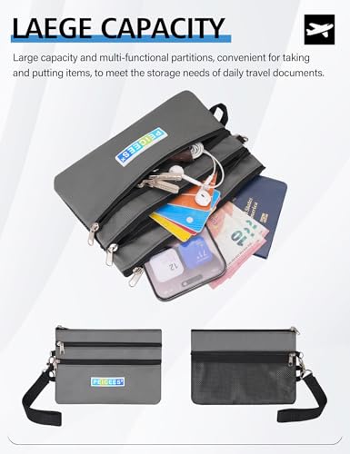 Peicees Small Passport Wallet Pouch RFID Passport Holder Travel, Light Gray - color: Light Gray