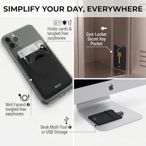 RFID Blocking Phone Card Wallet,Pocket Credit Card ID Case Pouch Sleeve for iPhone Smartphones(Black Orange)-2PC - color: BlackOrange