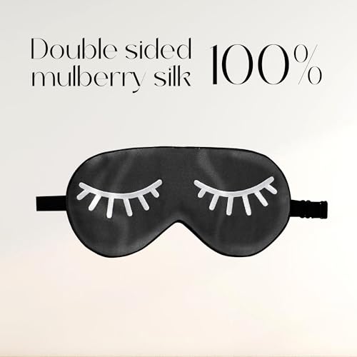 ZIMASILK 100% Natural Silk Sleep Mask Blindfold,Adjustable Super-Smooth Soft Eye Mask for Sleep with Bag(Eyelashes) - color: 1 Pack - Eyelashes