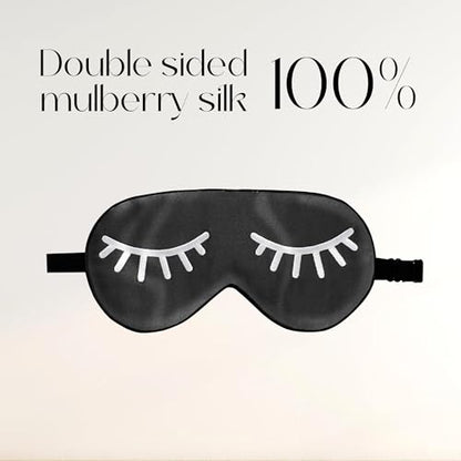 ZIMASILK 100% Natural Silk Sleep Mask Blindfold,Adjustable Super-Smooth Soft Eye Mask for Sleep with Bag(Eyelashes) - color: 1 Pack - Eyelashes