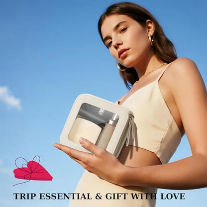 Small Clear Makeup Bag for Purse, Travel Cosmetic Case, Beige, Mini - color: Beige, size: Mini