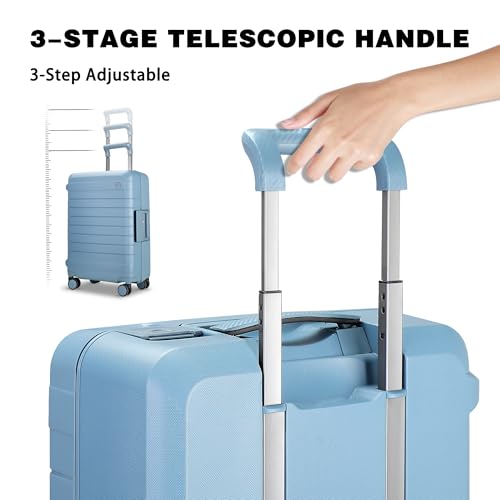 Luggage Sets 2 Piece, 20/28 Inch Hardside Zipperless Durable Suitcases with Spinner Wheels & TSA Lock, Blue - color: Blue
