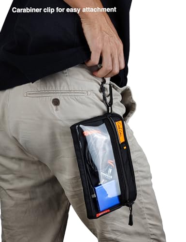 Video Accessories Organizer Pouch with Clear Window, Carabiner & ID Labels
