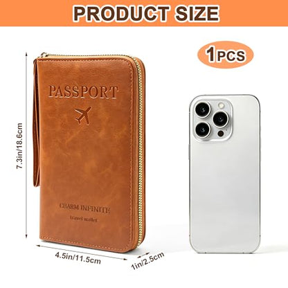 Passport Holder for Travel, PU Leather Passport Cover Case (Brown) - color: Brown
