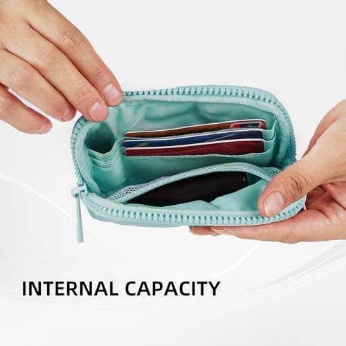 The Iris Wallet Zipper Mini Coin Purse Keychain ID Holder Wallet - color: Aqua Sky