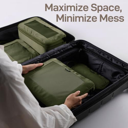 EPICKA TripCozy Compression Packing Cubes, 6 Set, Olive Green - color: Olive Green, size: Set of 6