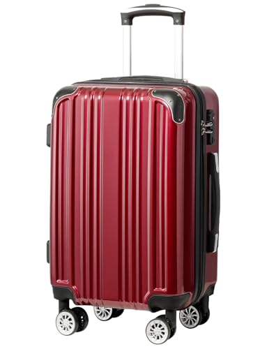 Coolife Luggage, Lightweight and Durable Hardshell, 28 in, wine wind new - color: wine wind new, size: L(28in)