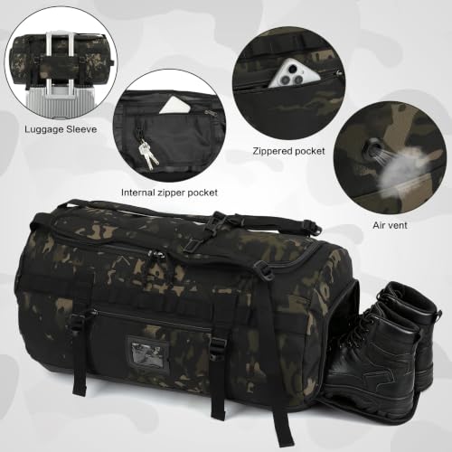 60L Duffle Bag for Travel Gym & Sports Duffel Bag Backpack for Men - color: Camo