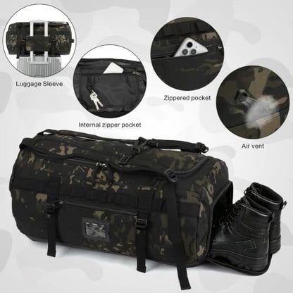 60L Duffle Bag for Travel Gym & Sports Duffel Bag Backpack for Men - color: Camo