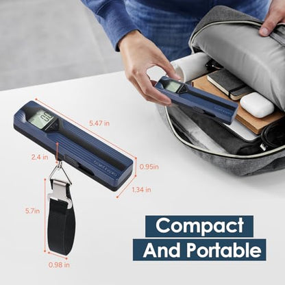Battery-Free Luggage Scale – No Batteries Needed, Portable Digital Hanging Suitcase Weight Scale for Air Travel & Checked Bags, 110lb/50kg, LCD Display, Compact Travel Accessory - color: Blue-Large Handle