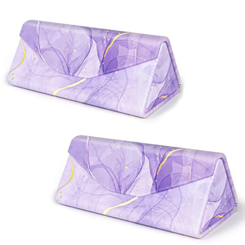 Sunglasses Case, Foldable Glasses Case, Magnetic Hard Shell Folding Holder - color: Dream Purple, style: 2 Pcs