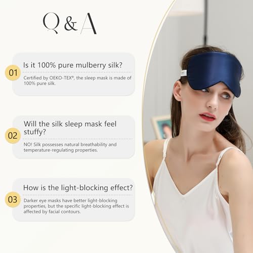 ZIMASILK Adjustable 100% Mulberry Silk Sleep Mask - color: 1 Pack - Methyl Blue