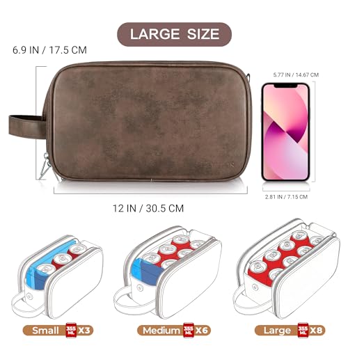 Elviros Toiletry Bag for Men PU Leather Shaving Dopp Kit (Large, Chocolate) - color: Dark Coffee, size: Large (Pack of 1)