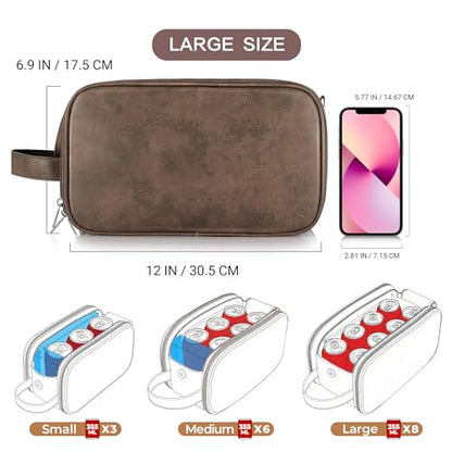 Elviros Toiletry Bag for Men PU Leather Shaving Dopp Kit (Large, Chocolate) - color: Dark Coffee, size: Large (Pack of 1)