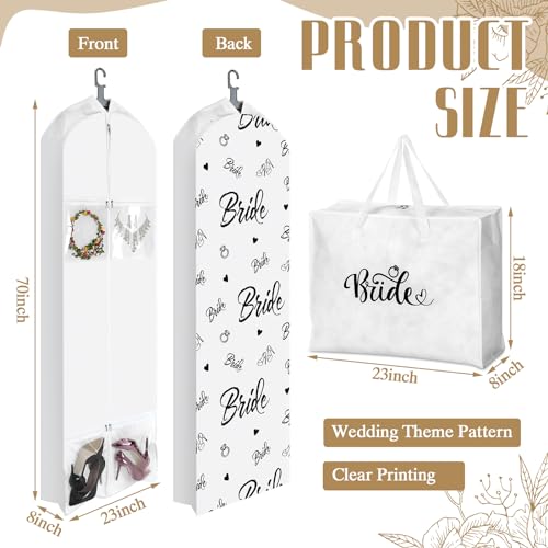2 Pack 70" Wedding Dress Garment Bag 70" X 8" White - color: White, size: 70" X 8"