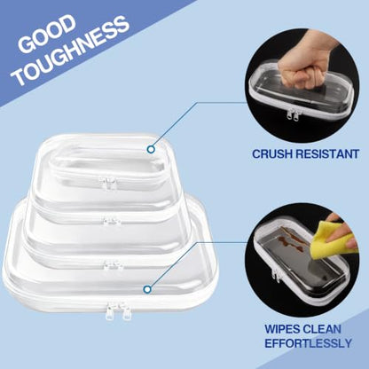 Hard Shell Zipper Case, 3Pcs Clear Zipper Pouches for Storage, 1L+1M+1S | High Visibility, Multi-Purpose Storage, Splash-Proof & Light Bump-Resistant, Dual-Zipper Full Open, Stackable & Lightweight - size: 1L+1M+1S