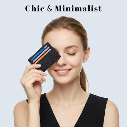 Airkit Small Slim ID Case, Womens Credit Card Holder Wallet, RFID Sleeve - color: Classic Black