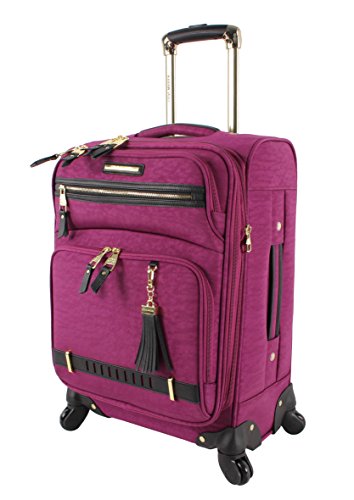 Steve Madden Designer Luggage Collection - 3 Piece Softside Expandable Lightweight Spinner Suitcase Set - Travel Set Includes an Under Seat Bag, 20-Inch Carry on and 28-Inch Checked Suitcase, - color: Peek-a-boo Purple