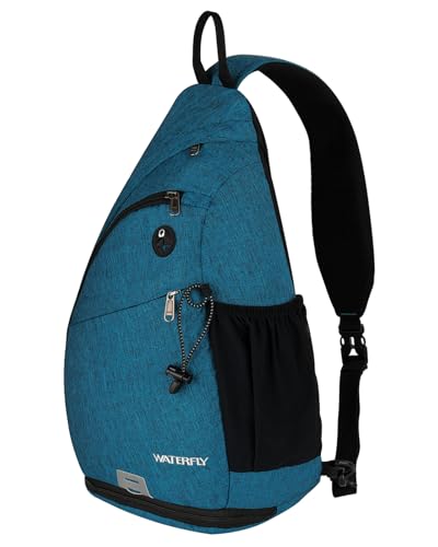 WATERFLY Large Sling Bag Crossbody Backpack Chest Pack for Men Women - color: Teal Blue