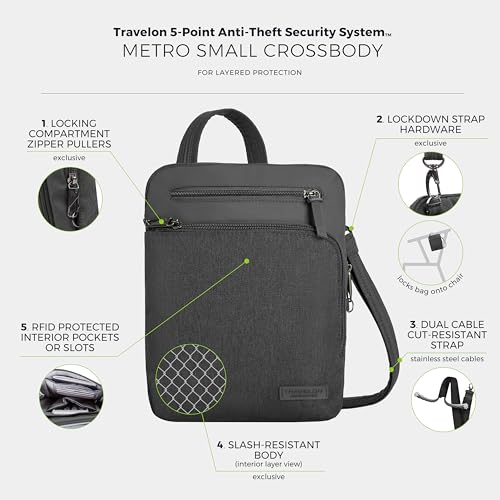 Travelon Anti-Theft Metro Small Crossbody - color: Gray