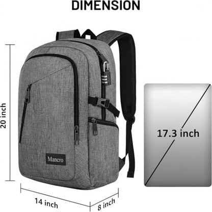 Mancro 17.3 Inch Business Laptop Backpack Anti-Theft Travel Backpack - color: Grey, size: 17.3 inch