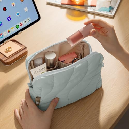 tomtoc Electronics Organizer Travel Case, Soft Puffy Accessory Tech Case - color: Lakeshore