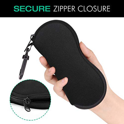 MoKo Sunglasses Soft Case Ultra Light Neoprene Zipper Eyeglass Case for Men Women - color: Aa-black