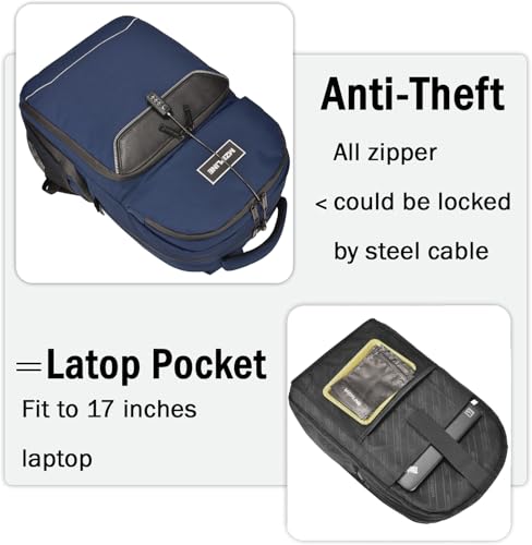 Smell Proof Travel Backpack Bag Anti-Theft Business Laptop Backpack with Lock,Large Daypack Travel bags for College Men & Women - color: Blue