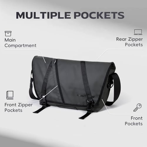 Large Messenger Bag Crossbody Laptop, Black - color: Dark Black