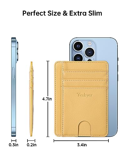 Teskyer Slim Minimalist Wallet for Men, RFID Front Pocket Card Holder - color: Lichee Yellow
