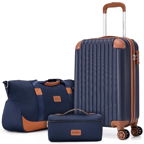 Cosbarn Carry On Luggage,3 Piece Luggage Set,22x14x9 Airline Approved - color: PorscheBlue