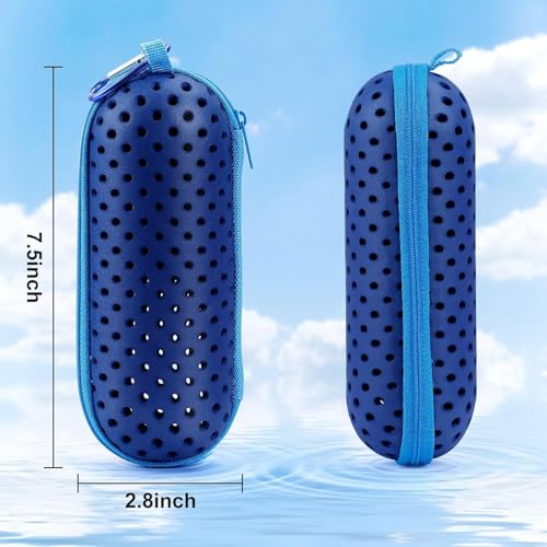 Swim Goggle Case, Protective Cases with Clip - color: Navy Blue + Orange + Purple