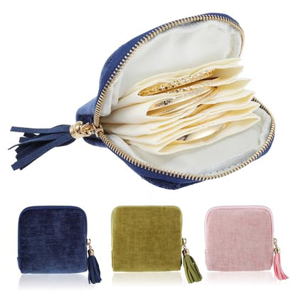 VOCOSTE Travel Jewelry Case, Portable Jewelry Pouch with 6 Layers, Blue - color: Blue