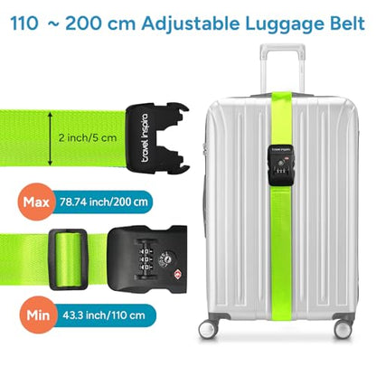 Travel Inspira 2 Pack Luggage Straps for Suitcases with TSA Lock - color: Apple Green