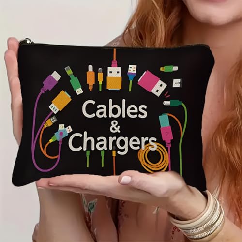 Cable and Charger Storage Bag - Versatile Travel Organizer for Chargers, Cables, Electronic Devices-Black4 - color: Black4
