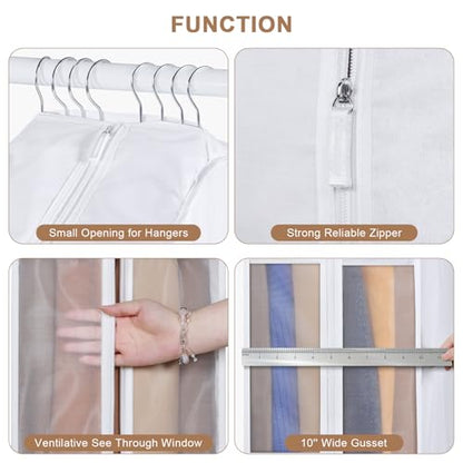 32" Cotton Garment Bag for Hanging Clothes, Short, 3 Pack Suit Bag - size: 10"W x 32"H-3pcs